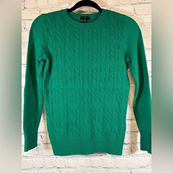 Talbots Sweaters - Talbots Green Cableknit Lambswool Preppy Classic Timeless Cottagecore Sweater SP